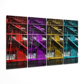 Stairs 4 Pieces Mega Glass Wall Art (59"x36") | Insigne Art Design.